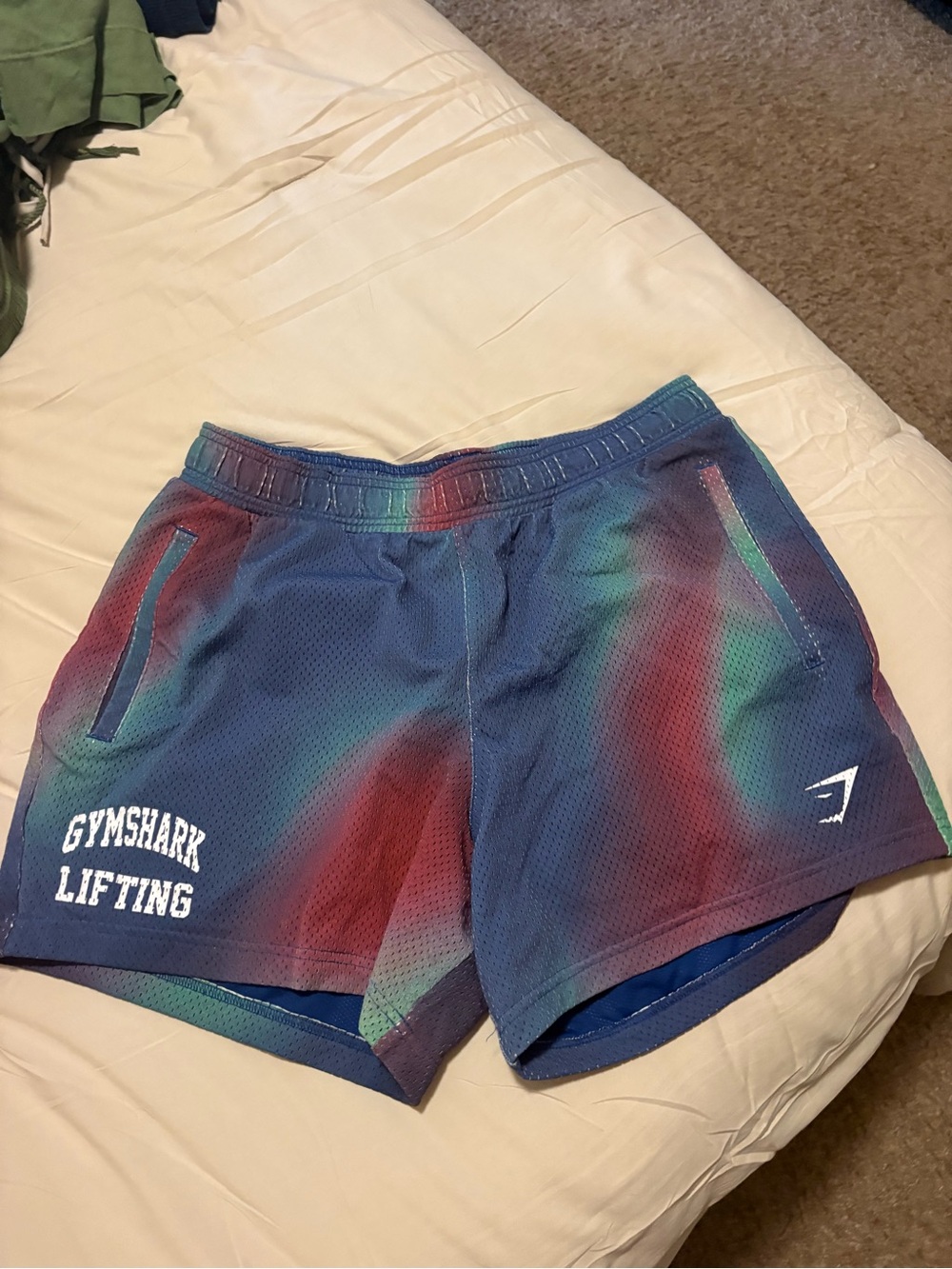 Gymshark Men's Tie-Dye Athletic Shorts in Blue, Red, Green